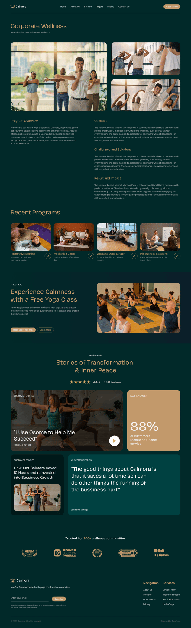 Calmora Wellness & Yoga Studio Website Elementor Template Kits, WP